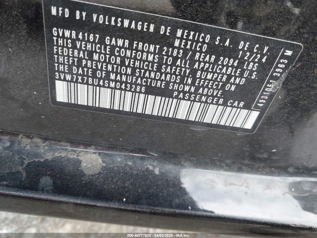 44777522 :رقم المزاد ، 3VW7X7BU4SM043286 vin ، 2025 Volkswagen Jetta 1.5t Se مزاد بيع