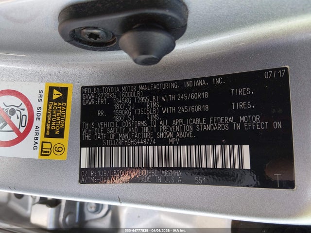 2017 TOYOTA HIGHLANDER 5TDJZRFH9HS448774 Photo 8