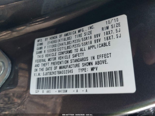 2011 ACURA RDX 5J8TB2H27BA002545 Photo 8