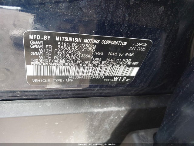 2025 MITSUBISHI OUTLANDER JA4J3VA88SZ046570 Photo 8