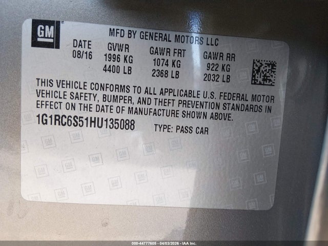 1G1RC6S51HU135088 Chevrolet VOLT LT