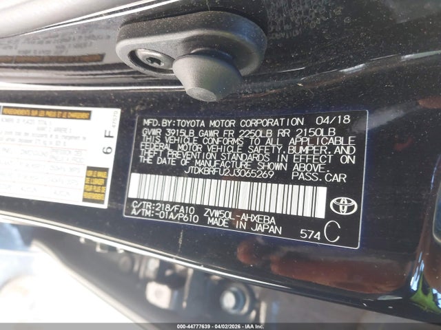 Toyota Prius One 2018 JTDKBRFU2J3065269 Image 9