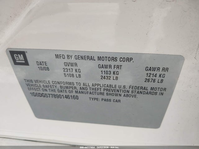 Aukcja sprzedaży 2009 Cadillac Cts Standard, vin: 1G6DG577890146160, numer aukcji: 44777654