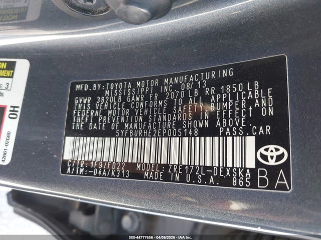 2014 TOYOTA COROLLA 5YFBURHE2EP005148 Photo 8