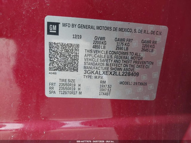2020 Gmc Terrain Awd Denali მანქანა იყიდება აუქციონზე, vin: 3GKALXEX2LL228409, აუქციონის ნომერი: 44777676
