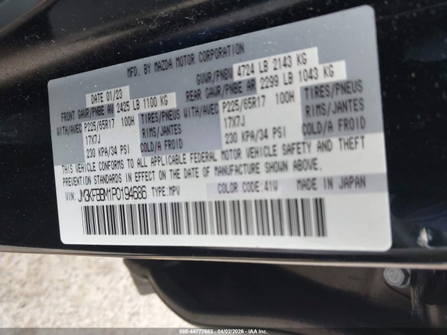 Aukcja sprzedaży 2023 Mazda Cx-5 2.5 S Select, vin: JM3KFBBM1P0194686, numer aukcji: 44777683