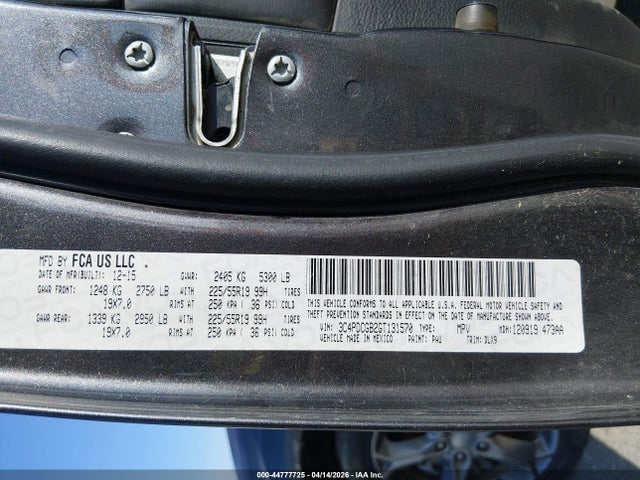 2016 Dodge Journey Crossroad Plus მანქანა იყიდება აუქციონზე, vin: 3C4PDCGB2GT131570, აუქციონის ნომერი: 44777725