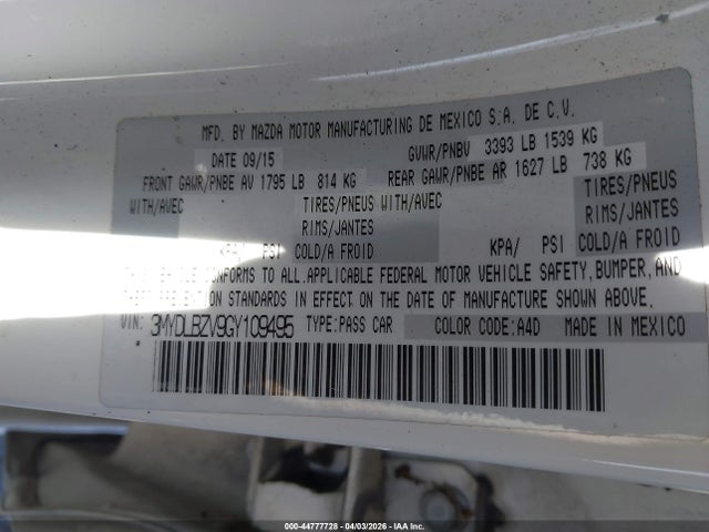 3MYDLBZV9GY109495 Scion IA