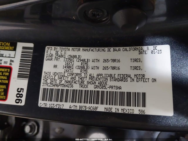 3TMCZ5AN6PM564236 Toyota Tacoma Trd Off Road