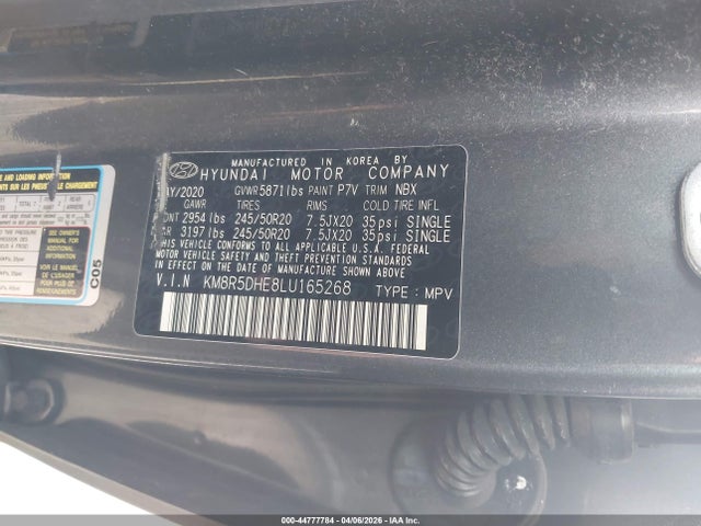 Aukcja sprzedaży 2020 Hyundai Palisade Limited, vin: KM8R5DHE8LU165268, numer aukcji: 44777784