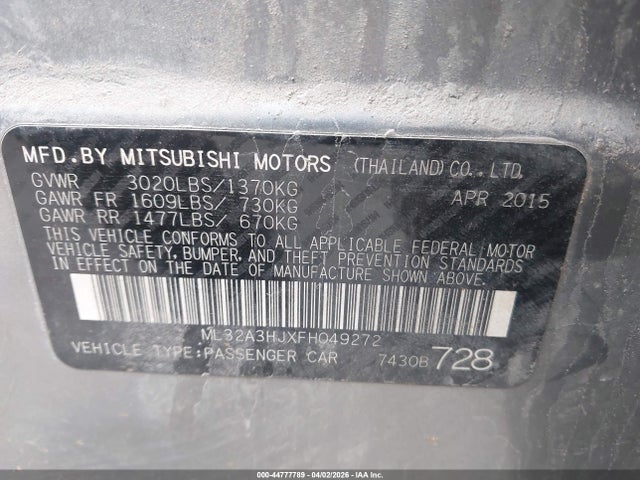 2015 MITSUBISHI MIRAGE ML32A3HJXFH049272 Photo 8