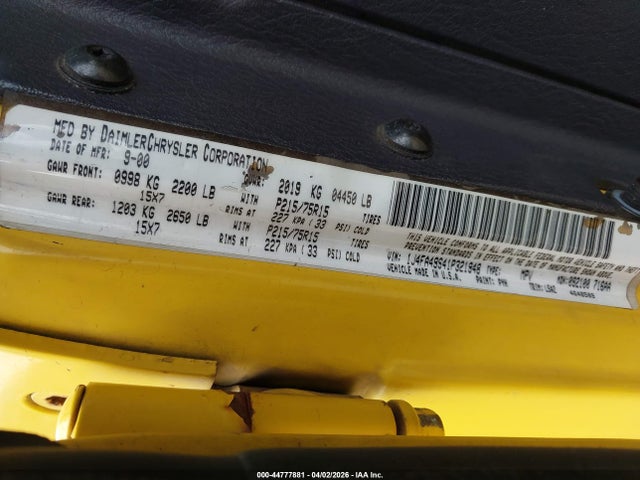 Aukcja sprzedaży 2001 Jeep Wrangler Sport, vin: 1J4FA49S41P321948, numer aukcji: 44777881