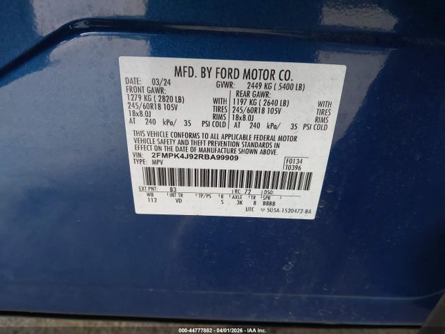 2FMPK4J92RBA99909 Ford EDGE SEL