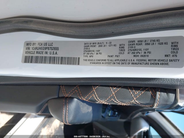 Aukcja sprzedaży 2023 Jeep Grand Cherokee Summit Reserve 4x4, vin: 1C4RJHEG9P8752655, numer aukcji: 44777899