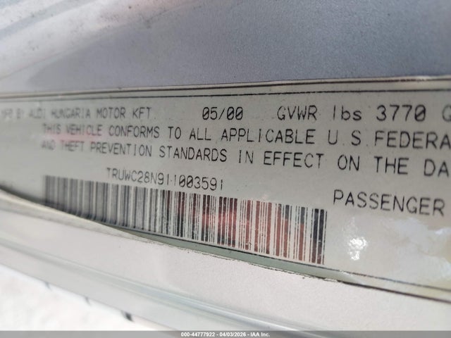 2001 AUDI TT TRUWC28N911003591 Photo 8