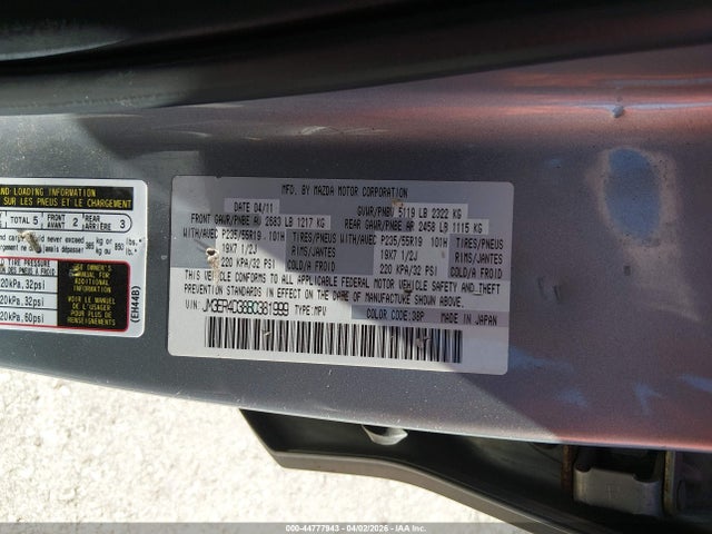 2011 Mazda Cx-7 S Grand Touring მანქანა იყიდება აუქციონზე, vin: JM3ER4D38B0381999, აუქციონის ნომერი: 44777943