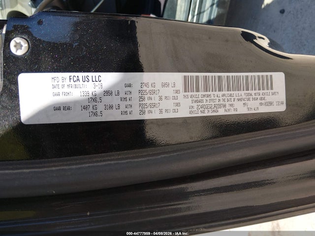 Aukcja sprzedaży 2018 Dodge Grand Caravan Gt, vin: 2C4RDGEG2JR239700, numer aukcji: 44777959