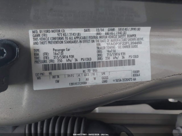 Ford FOCUS SE 2015 1FADP3F22FL204450 Image 9