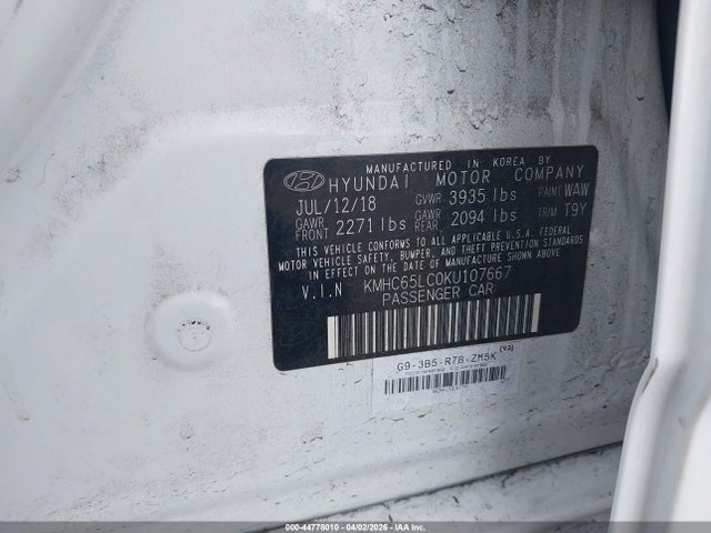 2019 HYUNDAI IONIQ HYBRID KMHC65LC0KU107667 Photo 8