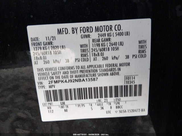 Ford EDGE SEL 2022 2FMPK4J92NBA13587 Image 12