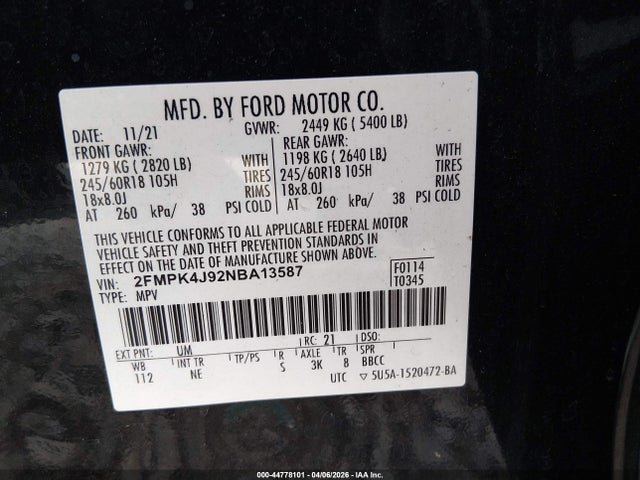 Ford EDGE SEL 2022 2FMPK4J92NBA13587 Image 9