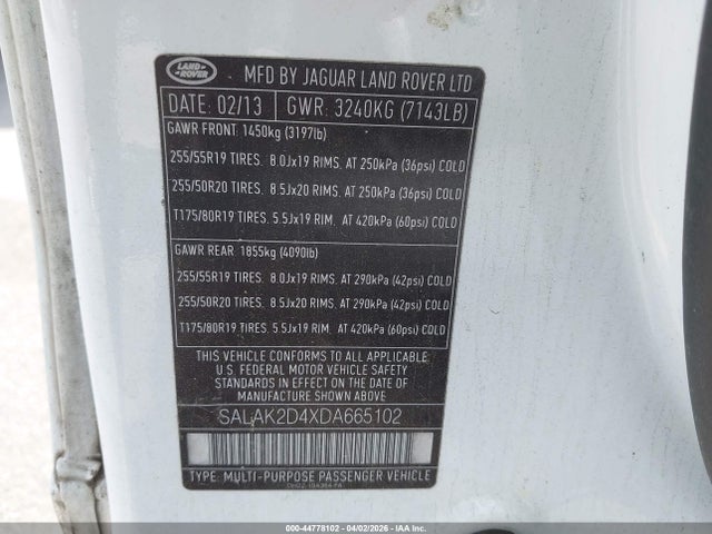 2013 LAND ROVER LR4 SALAK2D4XDA665102 Photo 8