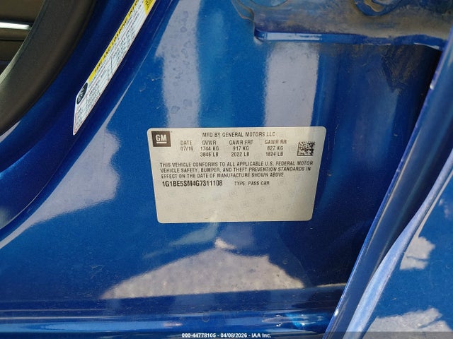 1G1BE5SM4G7311108 Chevrolet Cruze Lt Auto