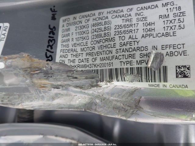 2HKRW6H37KH200161 Honda CR-V LX