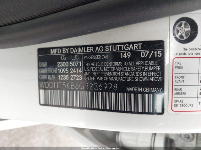 Aukcja sprzedaży 2016 Mercedes-benz E 350, vin: WDDHF5KB6GB236928, numer aukcji: 44778201