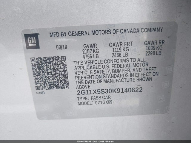 2019 CHEVROLET IMPALA 2G11X5S30K9140622 Photo 8