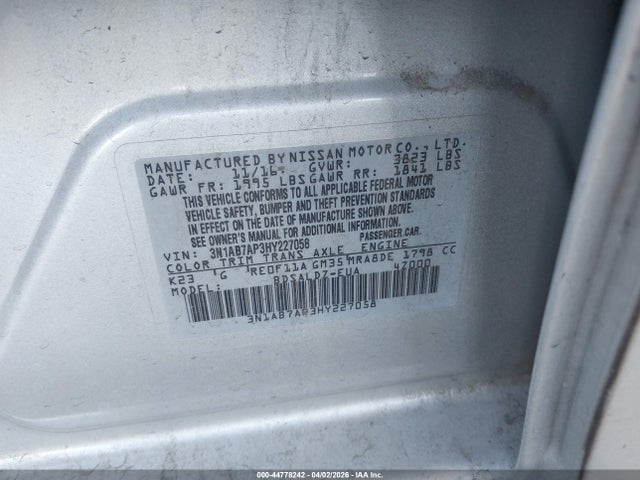 3N1AB7AP3HY227058 Nissan SENTRA SV