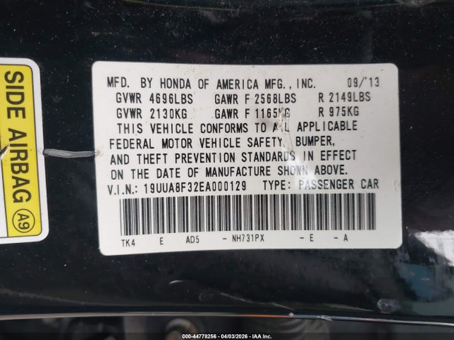 2014 Acura Tl 3.5 Special Edition მანქანა იყიდება აუქციონზე, vin: 19UUA8F32EA000129, აუქციონის ნომერი: 44778256