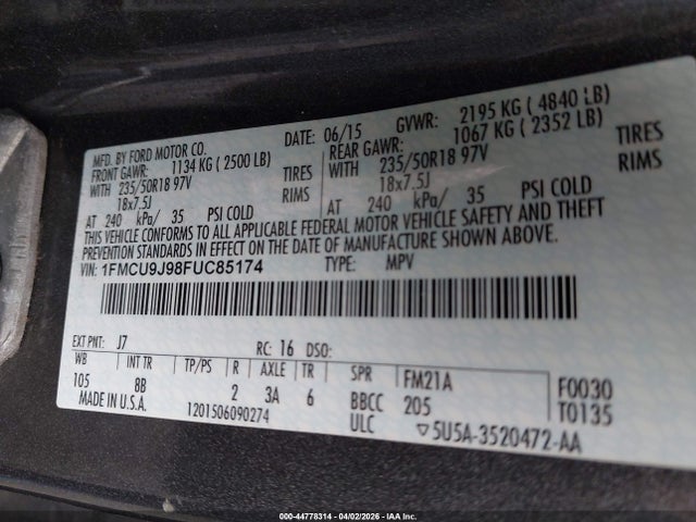 2015 FORD ESCAPE 1FMCU9J98FUC85174 Photo 8