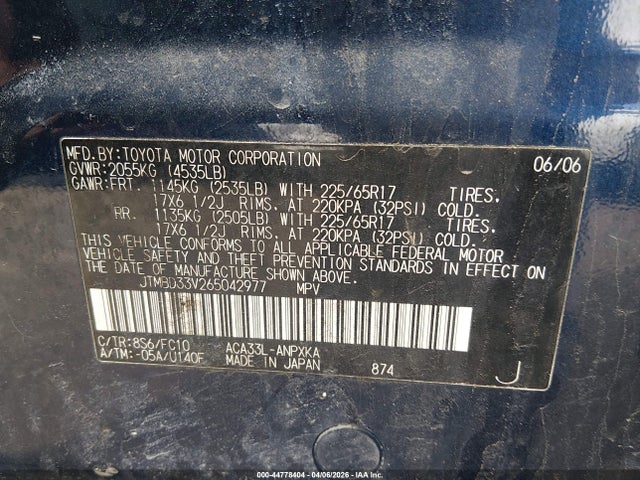 2006 TOYOTA RAV4 JTMBD33V265042977 Photo 8