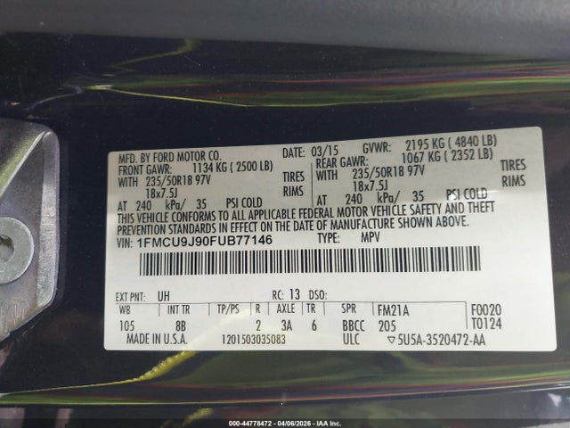 2015 FORD ESCAPE 1FMCU9J90FUB77146 Photo 8