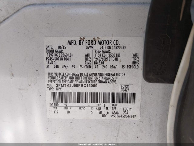 2FMTK3J98FBC13089 Ford EDGE SEL