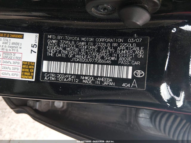 2007 TOYOTA PRIUS JTDKB20U977088646 Photo 8