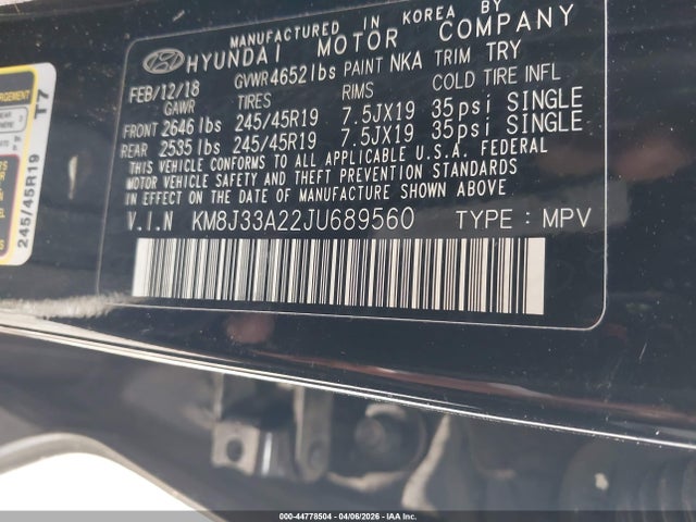 KM8J33A22JU689560 Hyundai Tucson Value