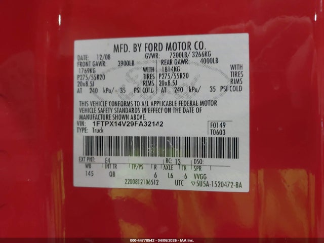 2009 FORD F-150 1FTPX14V29FA32142 Photo 8