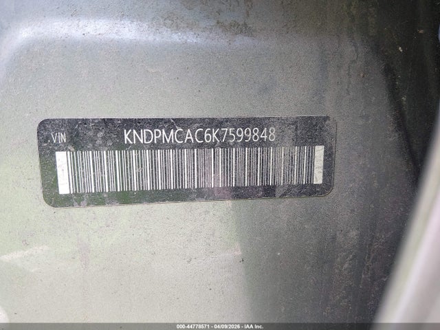 2019 Kia Sportage Lx მანქანა იყიდება აუქციონზე, vin: KNDPMCAC6K7599848, აუქციონის ნომერი: 44778571
