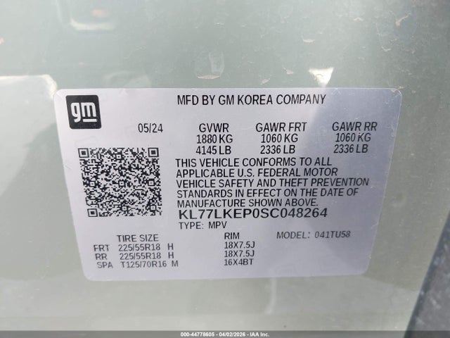 Продаж на аукціоні авто 2025 Chevrolet Trax Fwd Activ, vin: KL77LKEP0SC048264, номер лоту: 44778605
