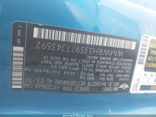 2007 MINI COOPER S WMWRH33597TJ43592 Photo 8