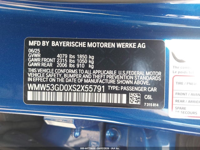 Продаж на аукціоні авто 2025 Mini Hardtop Cooper S, vin: WMW53GD0XS2X55791, номер лоту: 44778658