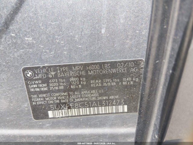 Продажа на аукционе авто 2010 Bmw X5 Xdrive48i, vin: 5UXFE8C51AL312473, номер лота: 44778659