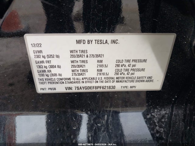 7SAYGDEF8PF621830 Tesla Model Y Performance Dual Motor All-wheel Drive