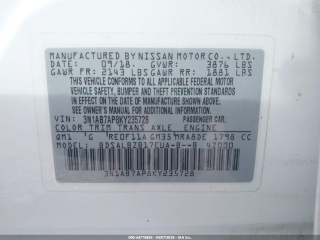 2019 NISSAN SENTRA 3N1AB7AP8KY235728 Photo 8