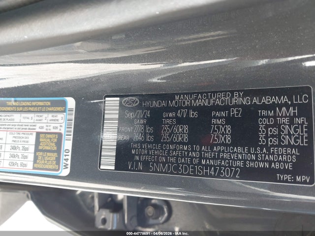 Продаж на аукціоні авто 2025 Hyundai Tucson Sel Convenience, vin: 5NMJC3DE1SH473072, номер лоту: 44778691
