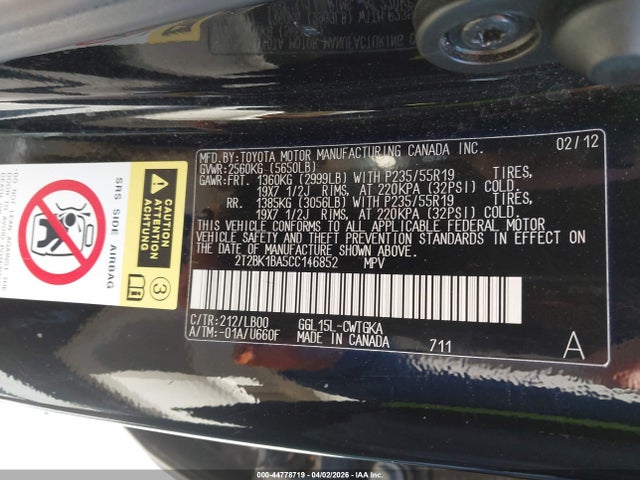 Продаж на аукціоні авто 2012 Lexus Rx 350, vin: 2T2BK1BA5CC146852, номер лоту: 44778719