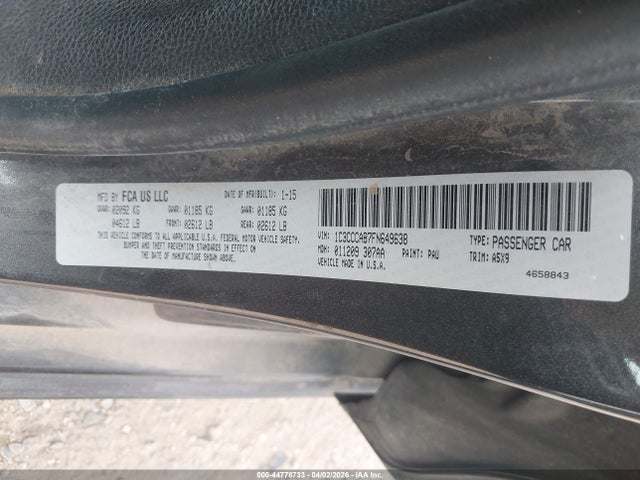 Aukcja sprzedaży 2015 Chrysler 200 Limited, vin: 1C3CCCAB7FN649638, numer aukcji: 44778733