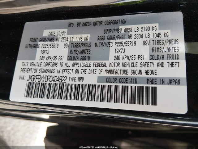 Aukcja sprzedaży 2024 Mazda Cx-5 2.5 Turbo Signature, vin: JM3KFBXY0R0404922, numer aukcji: 44778752